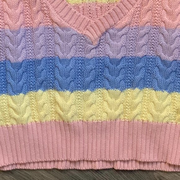 URBAN PLANET V-neck Sweater Vest, NWOT, Cropped, Pastel, 50%Cotton, Small - Picture 6 of 7